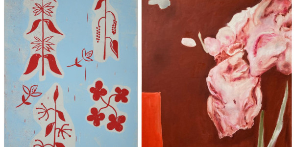 Collage Ausstellung Blaetter Linien und Figuren